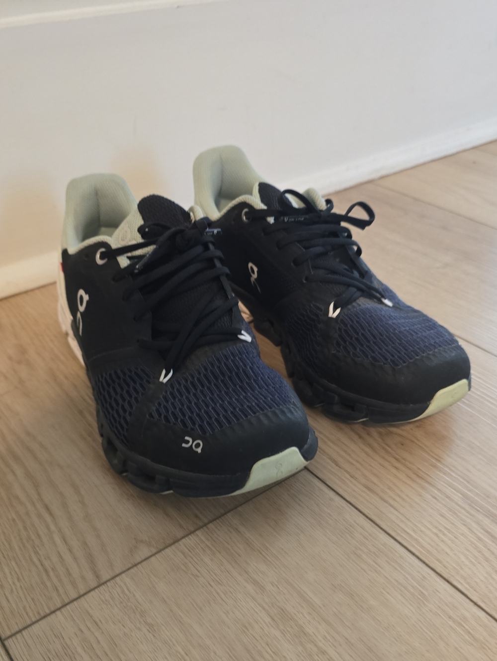 On Running Women's Black and Mint Running Sneakers